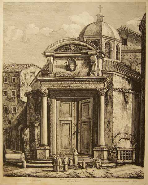 Veduta del Tempio di Remo nel Foro Romano [View of the Temple of Remus, Forum, Rome]